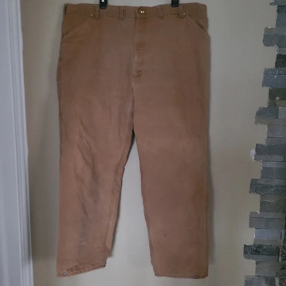 Carhartt Vintage tan Utility work pants quilted lined canvas sz.46×32